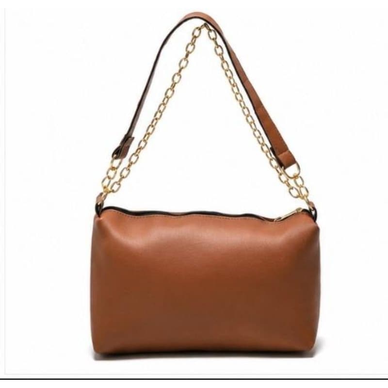 Bolsa Feminina Pequena com Alça de Corrente Dourada