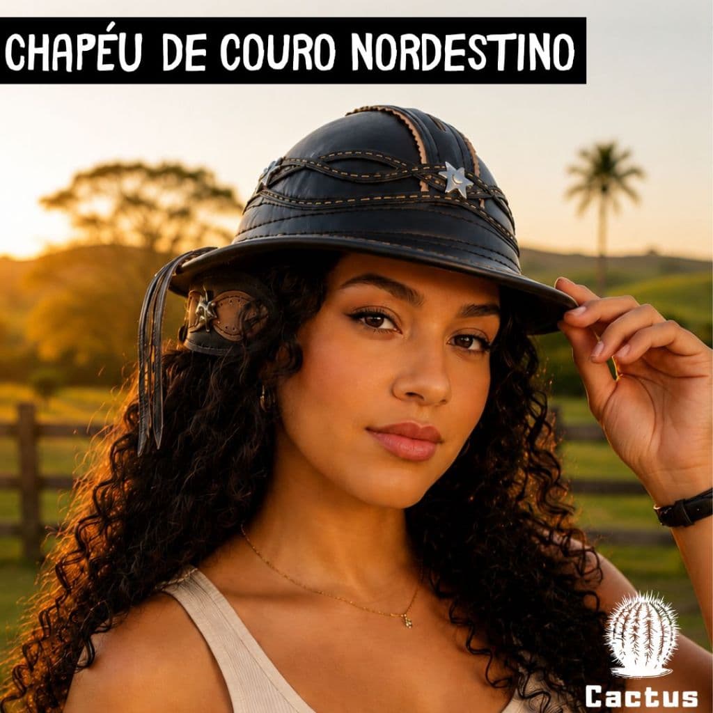 Chapéu de Couro Nordestino Dominguinhos Couro Legítimo Cangaceiro Maria Bonita São João Festa Junina