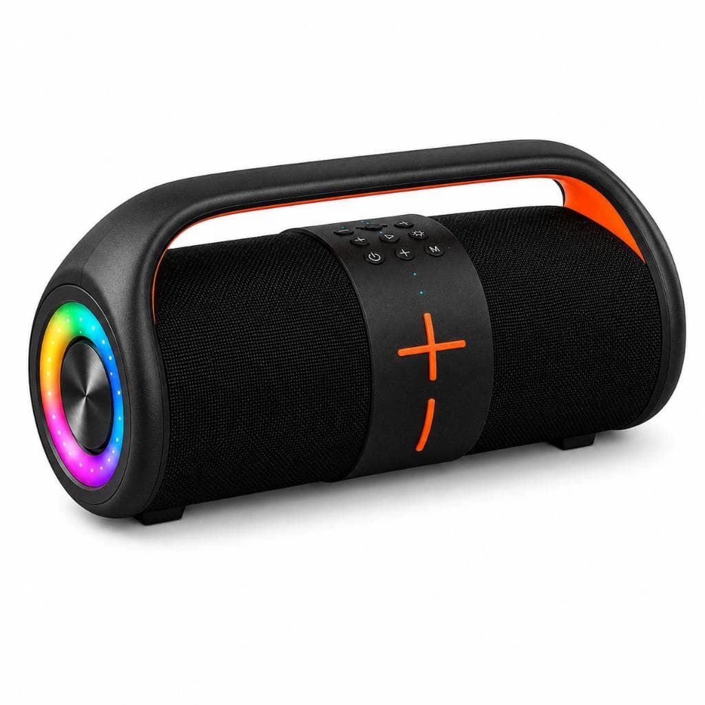 Caixa de Som Bluetooth 100W RGB Portátil Resistente à Água USB TF FM TWS IPX4 Bateria 3600mAh Bluetooth 5.3 top