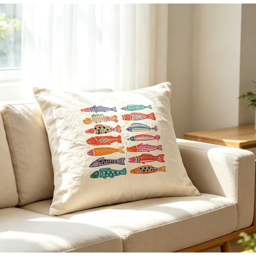 Almofada Decorativa Estampa Limão Pera Peixe Sol 40x40/45x45cm Tecido Macio Sofá Cama Decoração Casa Envio Rápido