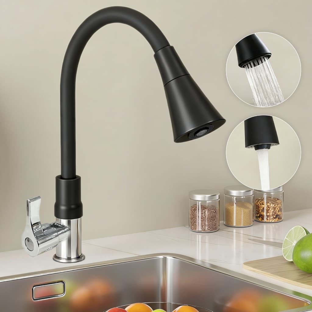 Torneira de Cozinha 360° Giratória Flexível Jato Duplo Bancada ou Parede Monofrio Anti-Oxidação Alta Durabilidade