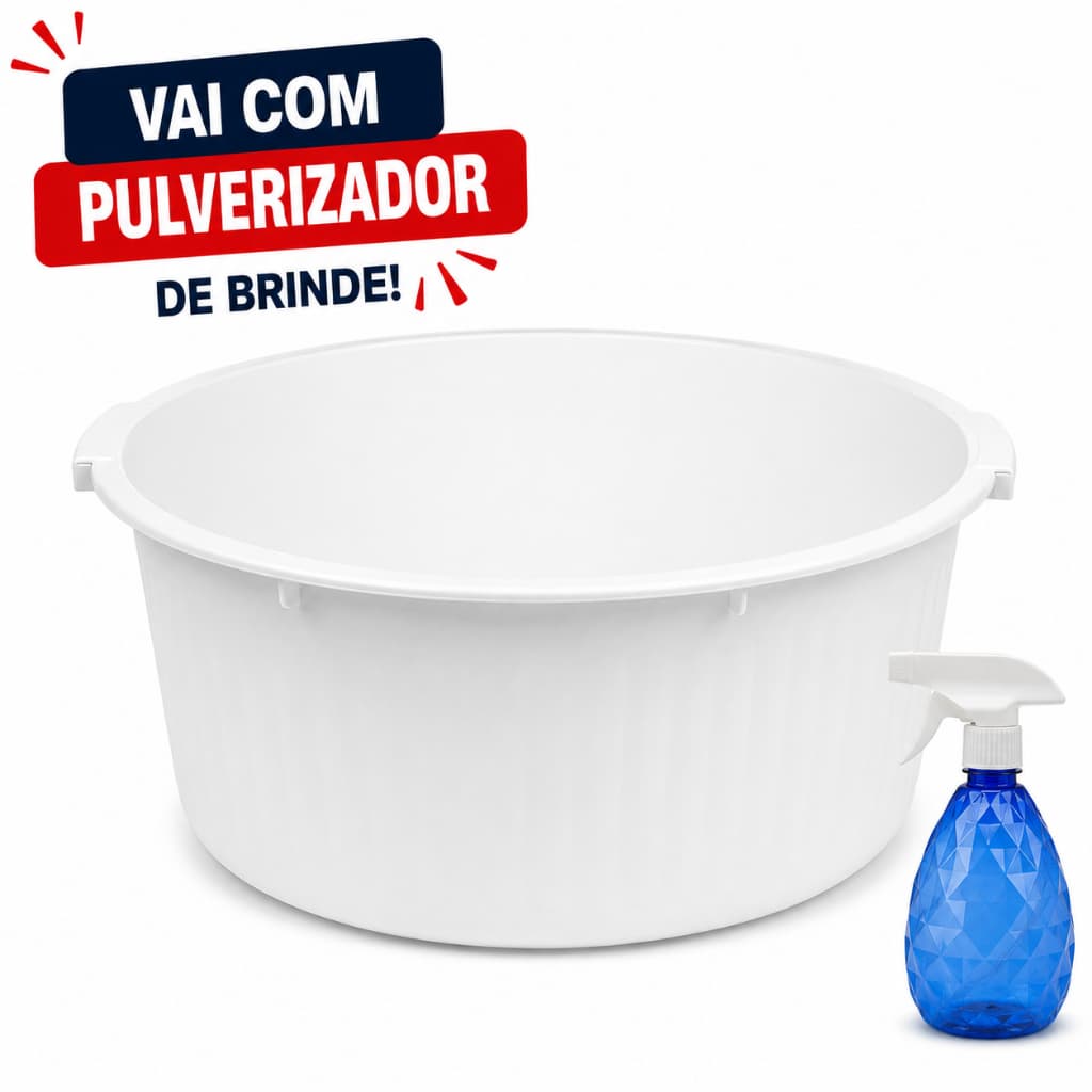 Bacia De Plastico Grande Reforçada Com Alça 67Litros Preta ou branca Piscna