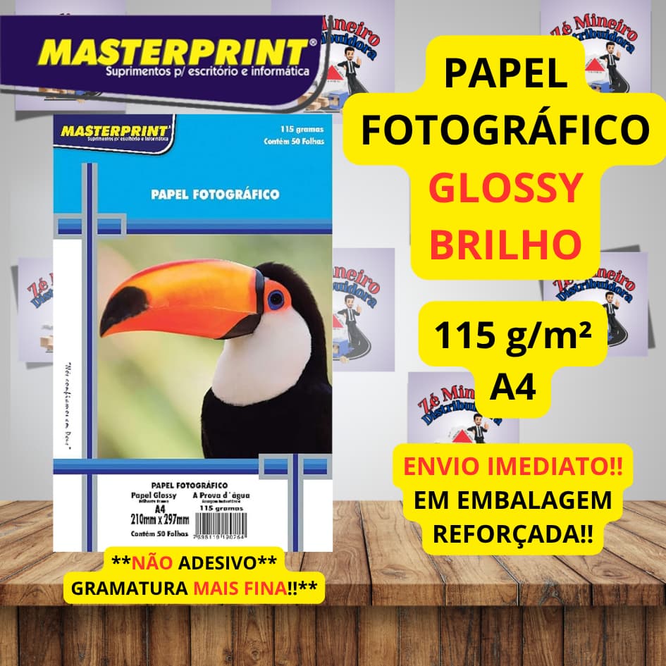 Papel Fotográfico 115g A4 Foto Glossy Brilhante - MASTERPRINT