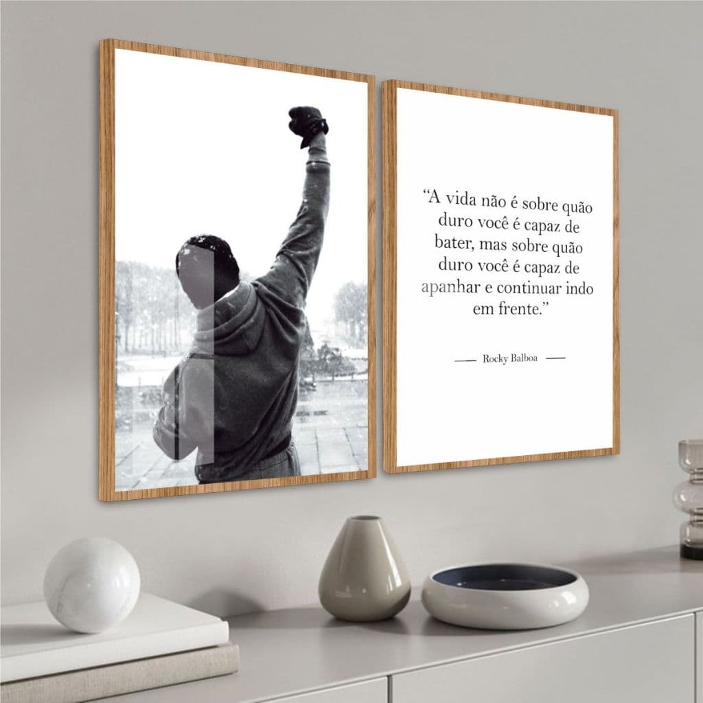Quadro Decorativo Moldura Vidro Duas Peças Frase Sobre Resiliência Superação Quarto Sala Escritório