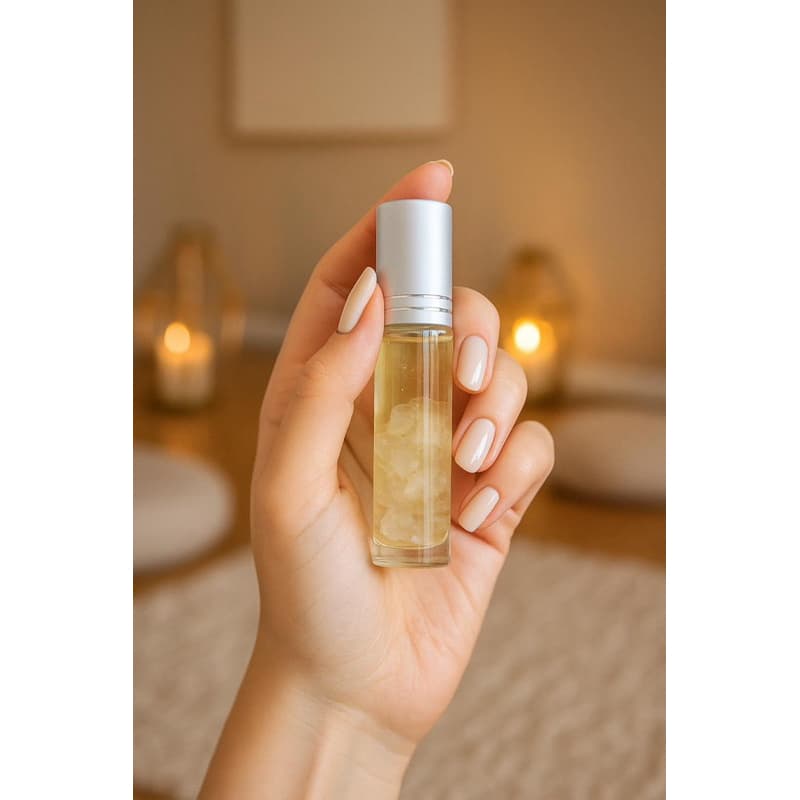 Óleo Essencial Roll-on Lavanda E Pedra Quartzo Transparente 10ml Aromaterapia Calma Ansiedade Meditação Clareza Mental
