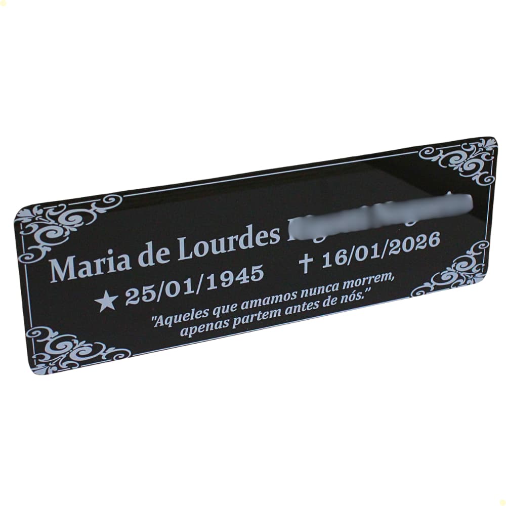 Placa Lápide Túmulo Cemitério Em Acrílico Personalizado - 10x30cm