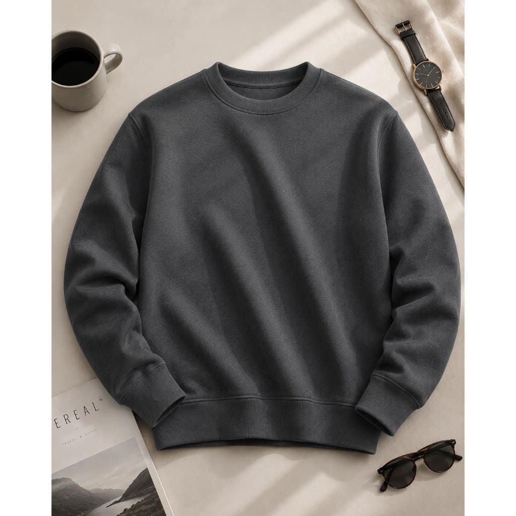 Moletom Gola Redonda Unissex Blusa De Frio Careca Casaco Feminino Masculino Flanelado Sem Estampa Algodão