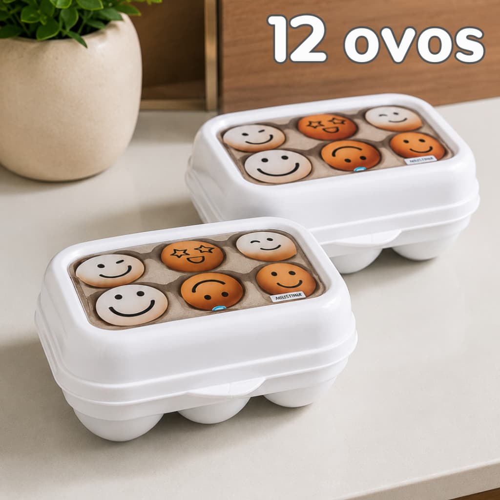 Porta Ovos com Tampa para 6 Unidades Organizador de Geladeira Prático e Durável