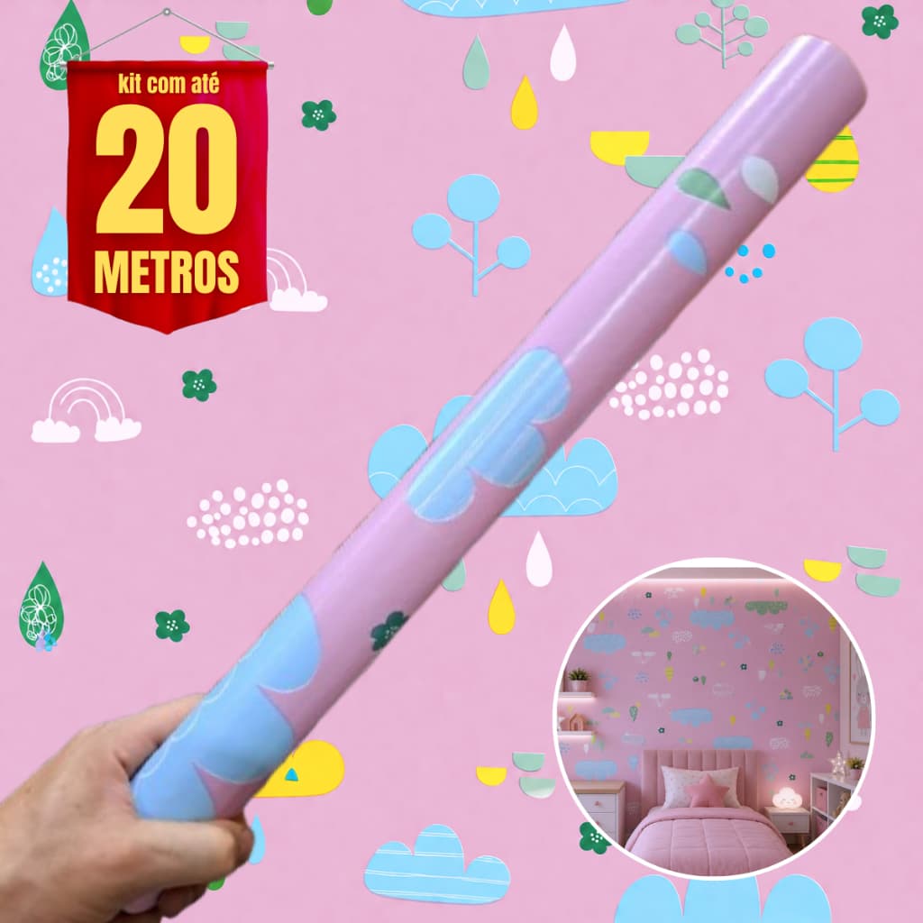 Papel De Parede Autocolante Premium Infantil Quarto De Menina 3D Adesivo Lavável  ENVIO IMEDIATO