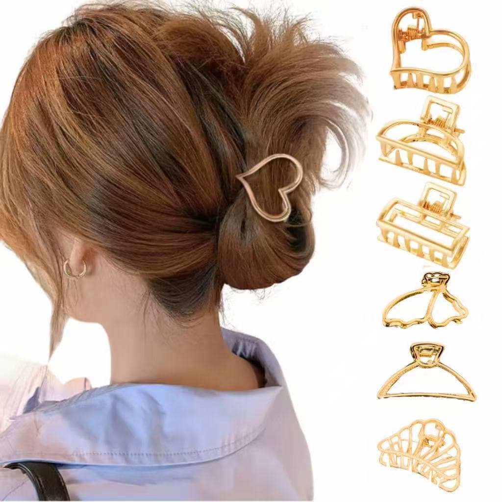 Kit 3 Piranhas de Ferro Simples Dourada Prendedores de Cabelo em Metal Dourado Design Moderno e Durável para Várias Ocas