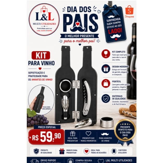 Kit Acessórios Premium Abridor  Bico Dosador Estojo