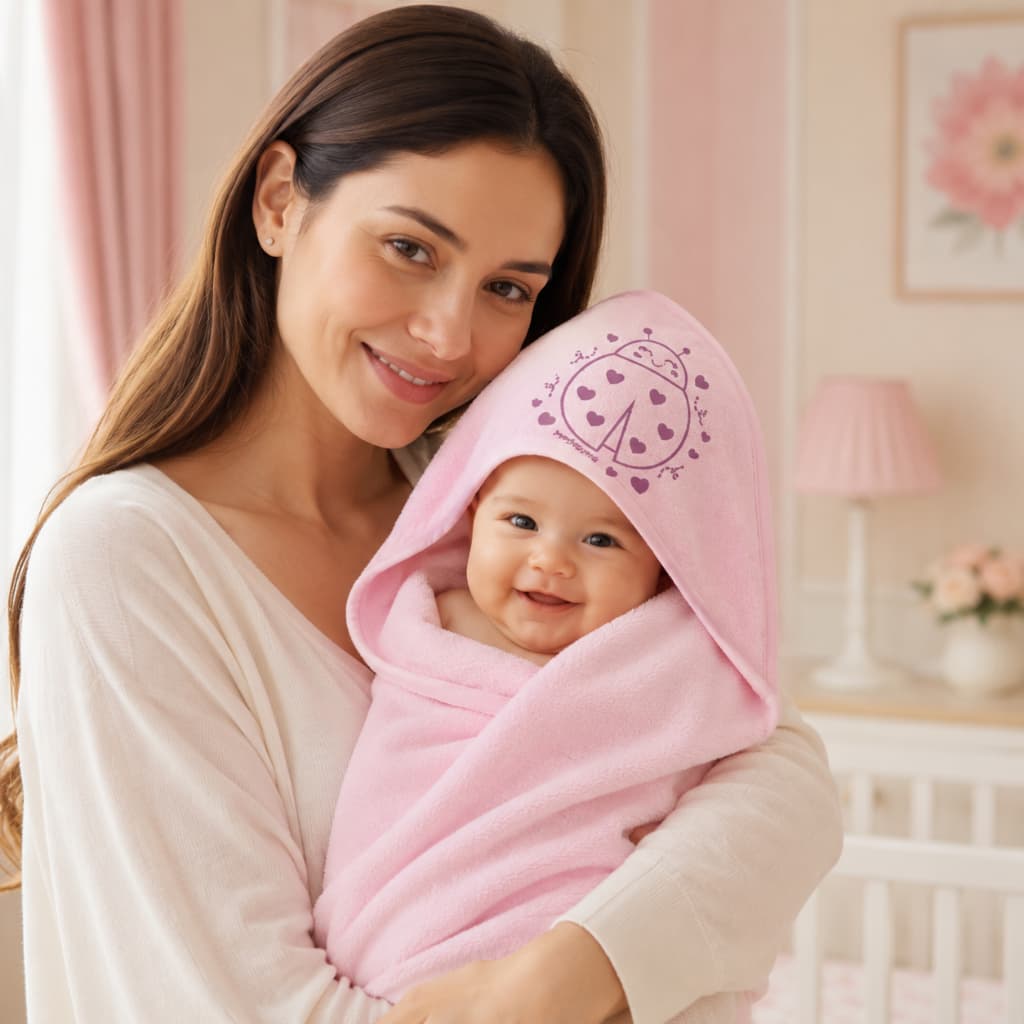 Kit 2 ou 5 Peças Toalha De Banho Infantil Bebê com Capuz Macia Estampada Tecido Premium Menino Menina 65x65cm