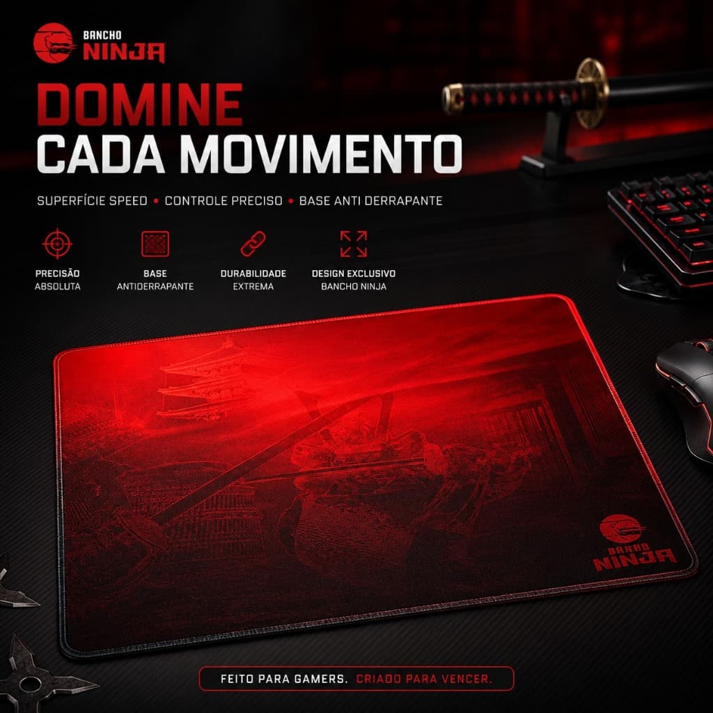 MOUSEPAD GAMER NINJA KOJIRO, MÉDIO, 400x300x3MM