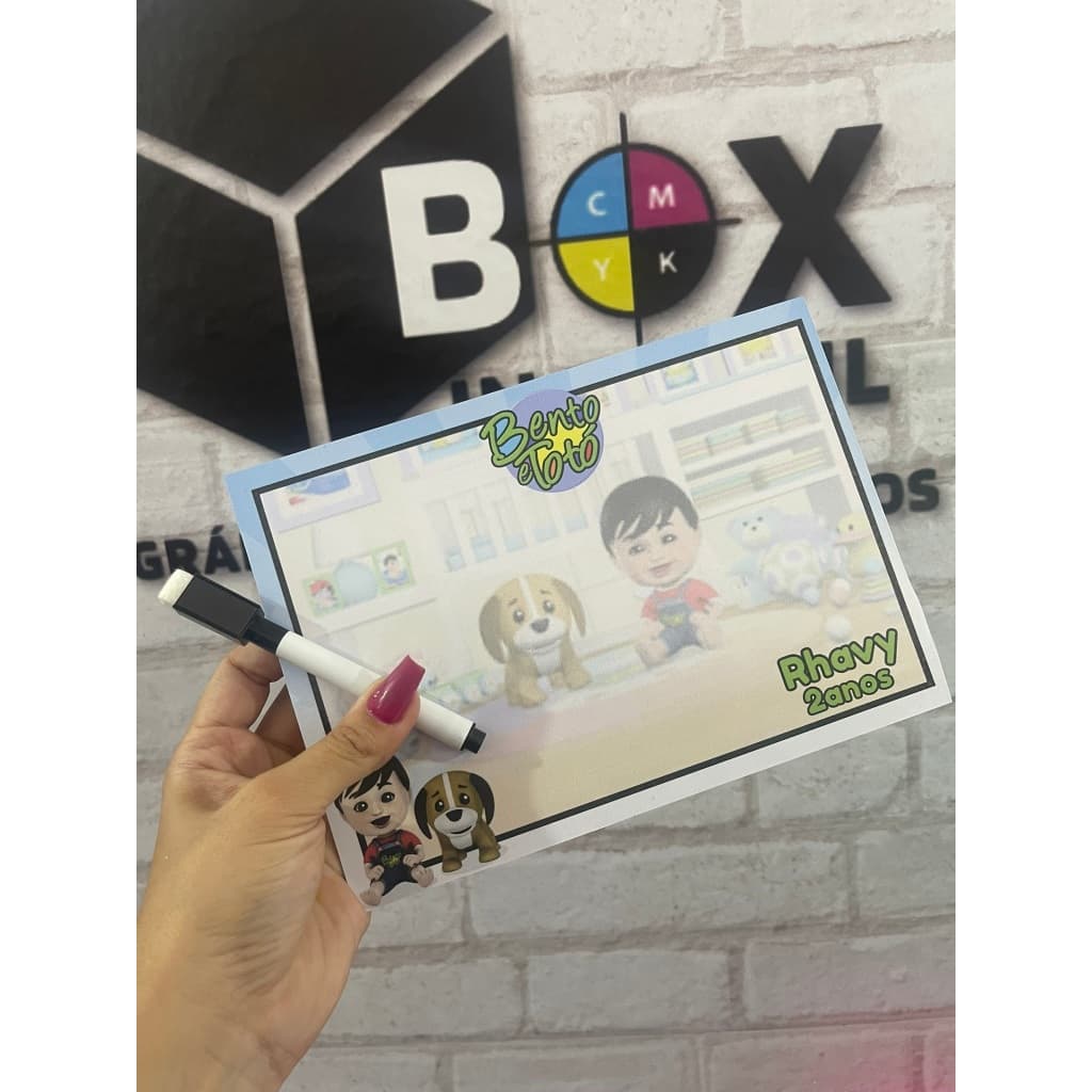 KIT 10 LOUSA MÁGICA BENTO E TOTO PERSONALIZADA 15X20CM MDF 3MM