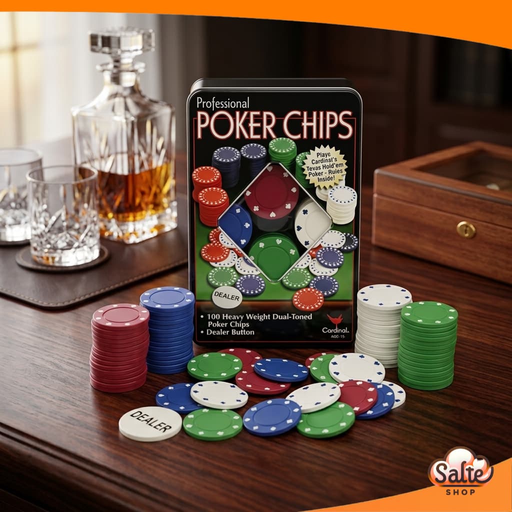 Kit Poker Profissional Em Lata 100 Fichas Royal Jogo Entre Amigos