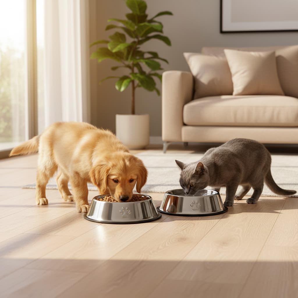 Comedouro Pet Inox 30cm Grande Antiderrapante Cães GatosCachorro Pote De Ração Água E Ração Antiderrapante Resistente Aç
