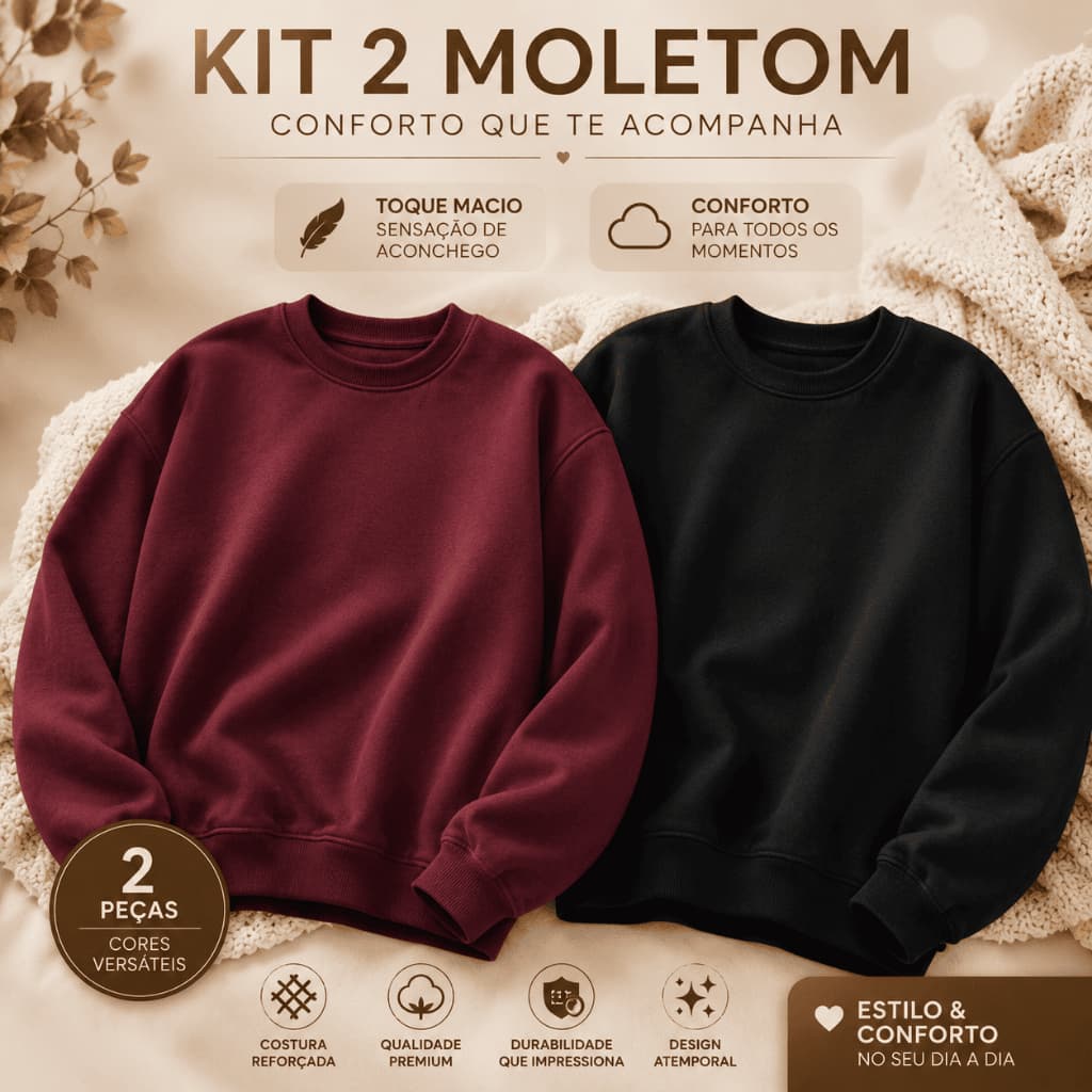 Kit 2 Moletom Feminino Blusa De Frio Feminina Costura Reforçada PP Ao G3 Plus Size