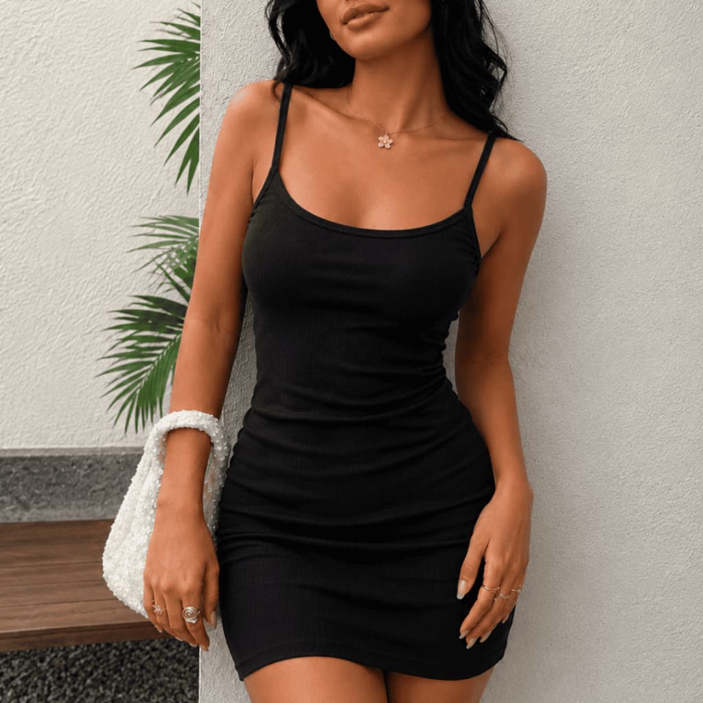 Vestido Feminino Canelado Alça Fina Vestido Curto Alcinha Tubinho Sem Bojo Moda blogueira