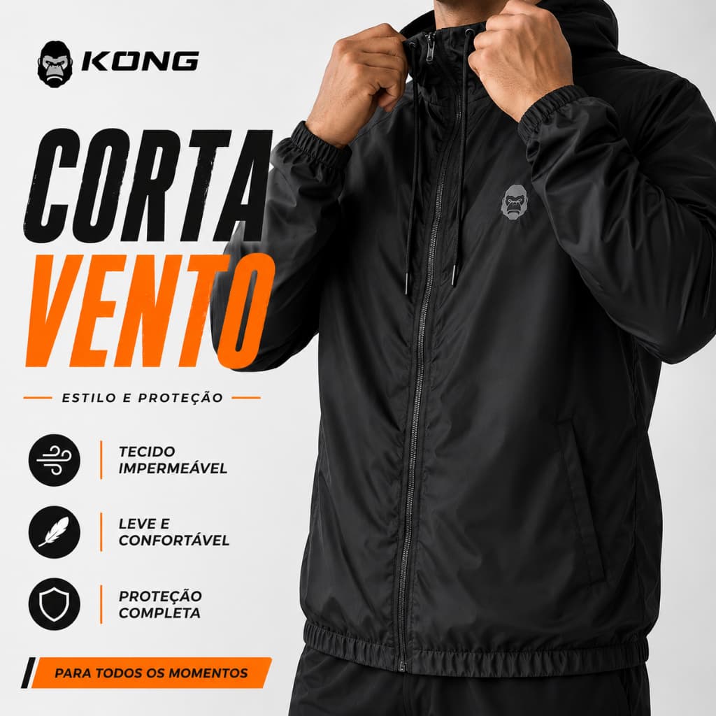 Jaqueta Masculina Kong Impermeável Corta Vento