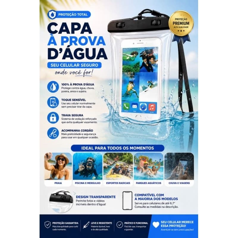 kit 3 capas a prova d agua universal para celular