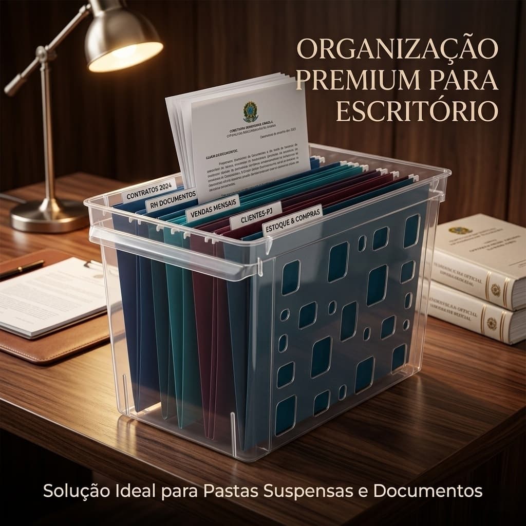 Caixa para Organizar Escritório e Documentos Transparente Organizador Multiuso para Closet Armário