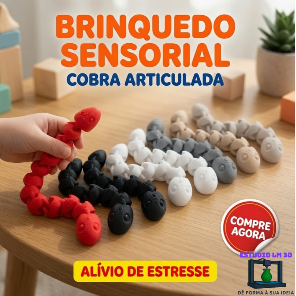 Mini Cobra ou Medusa Articulada Flexível | Brinquedos Sensoriais (Fidget Toy) Anti Estresse que Encanta e Relaxa!