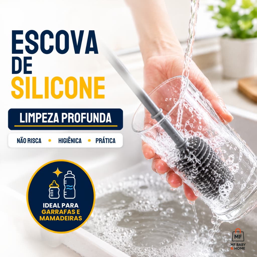 Escova De Limpeza Para Lavar Garrafas Copos e Mamadeiras Multiuso
