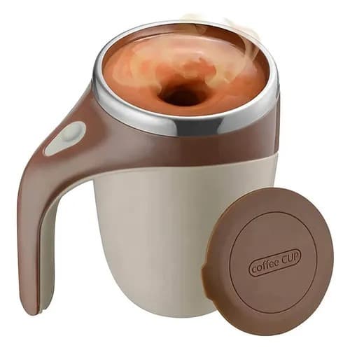 Caneca Mixer Automática 380ml Magnética com Tampa Mistura Café e Shake