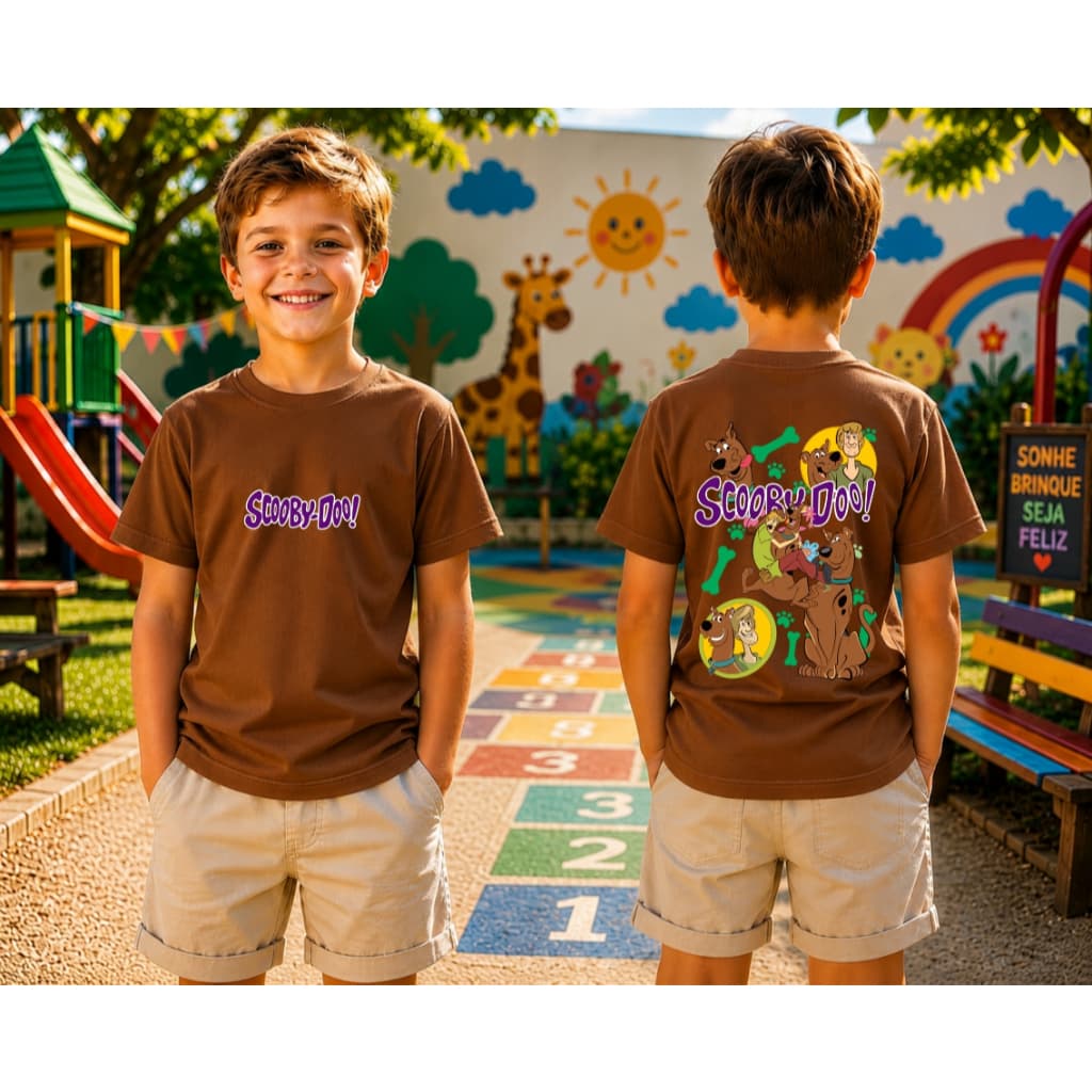 Camiseta Infantil Malha 30.1 100% Algodão Camisa Juvenil Estilosa Divertida Desenho Scooby-Doo Anim