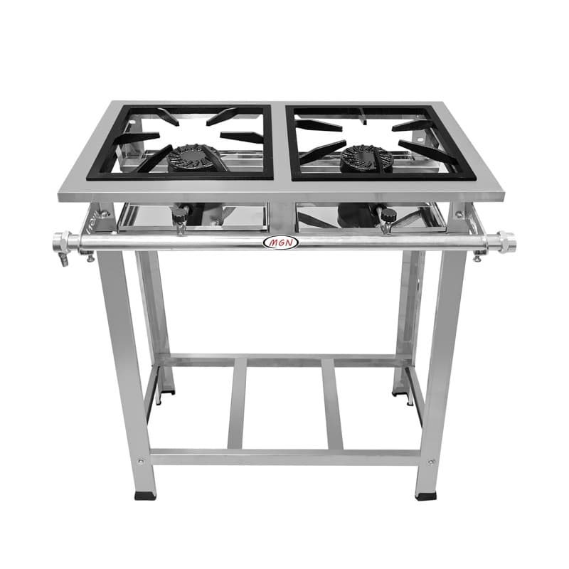 Fogão Industrial INOX 430 Alta Pressão 2 Bocas Cozinha Industrial Restaurante Comércio