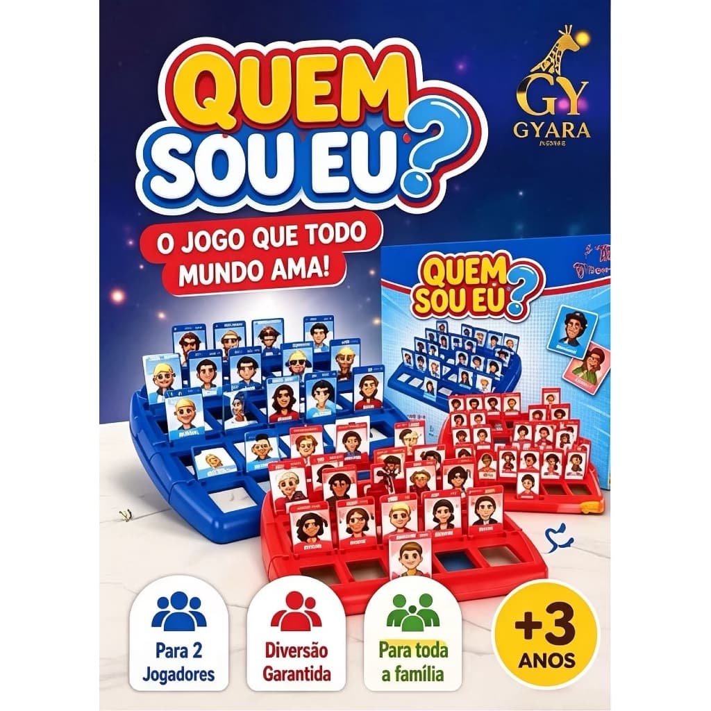 Jogo Quem Sou Eu? Adivinhe o Personagem | Jogo de Tabuleiro Educativo e Divertido para Crianças e Família +3 Anos