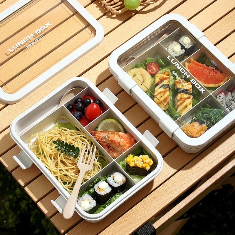 Marmita Hermética 1500ML 5 Divisórias Não Vaza BPA Free Lunch Box Micro-ondas Lava-louças Trabalho Escola