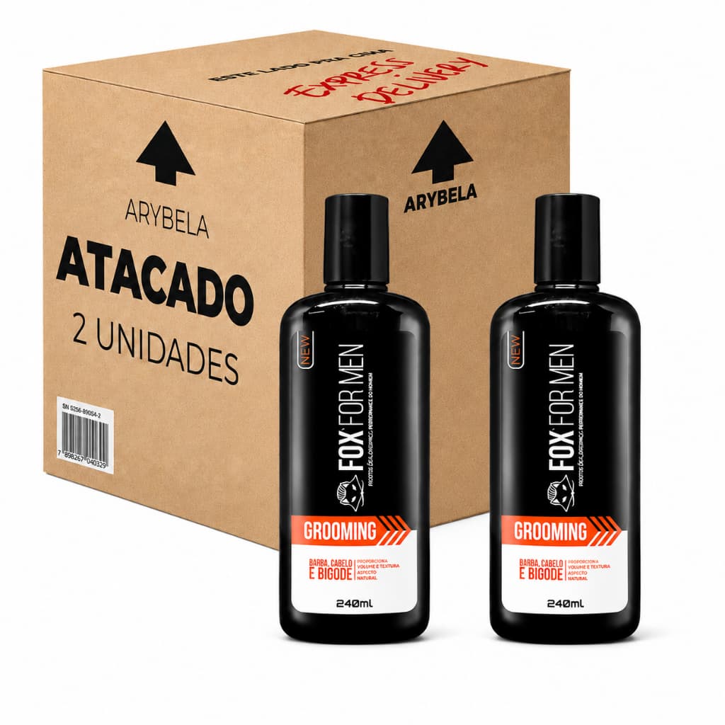 Kit com 2 Grooming Hidratante Fox For Men 240ml para Barba Cabelo e Bigode com Volume e Textura