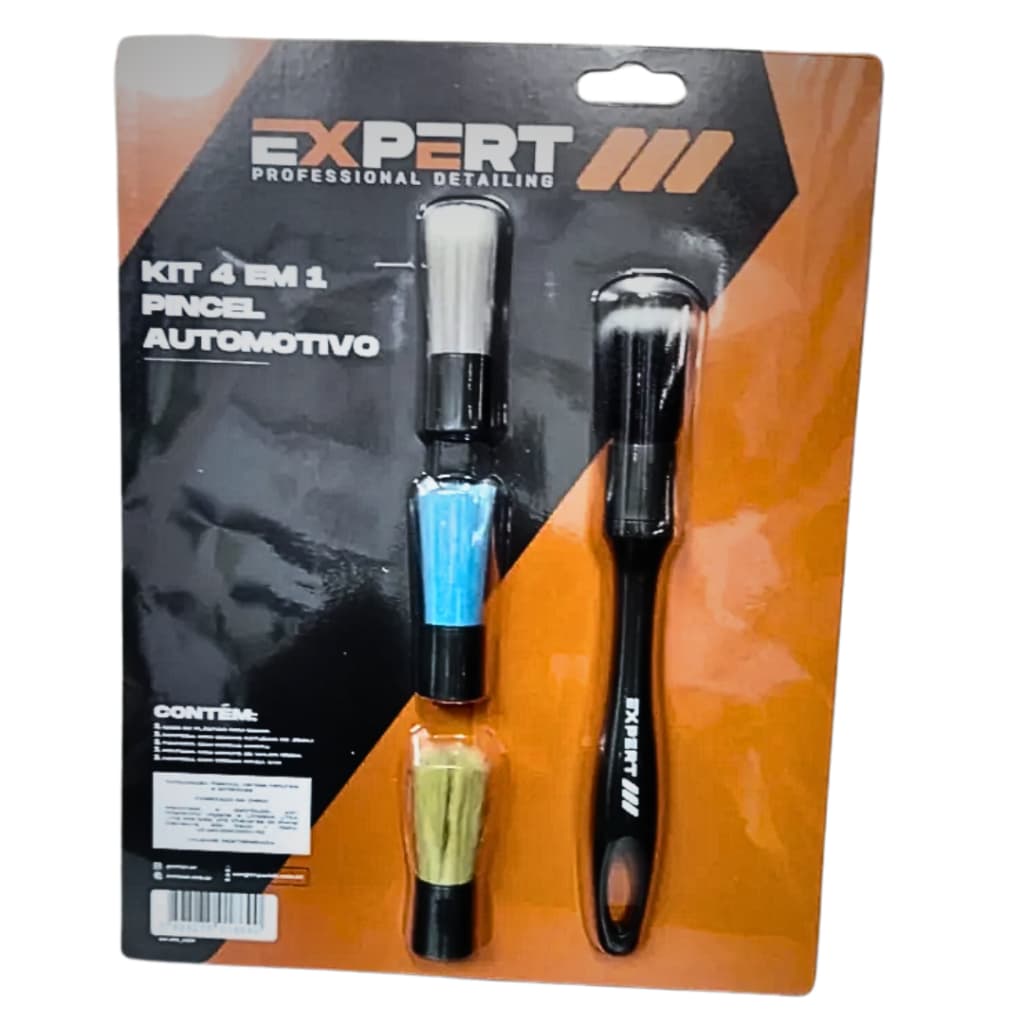 Pincel 4 Em 1 - Conjunto Para Detalhamento Automotivo Limpeza da EXPERT - Troca rápida de cerdas