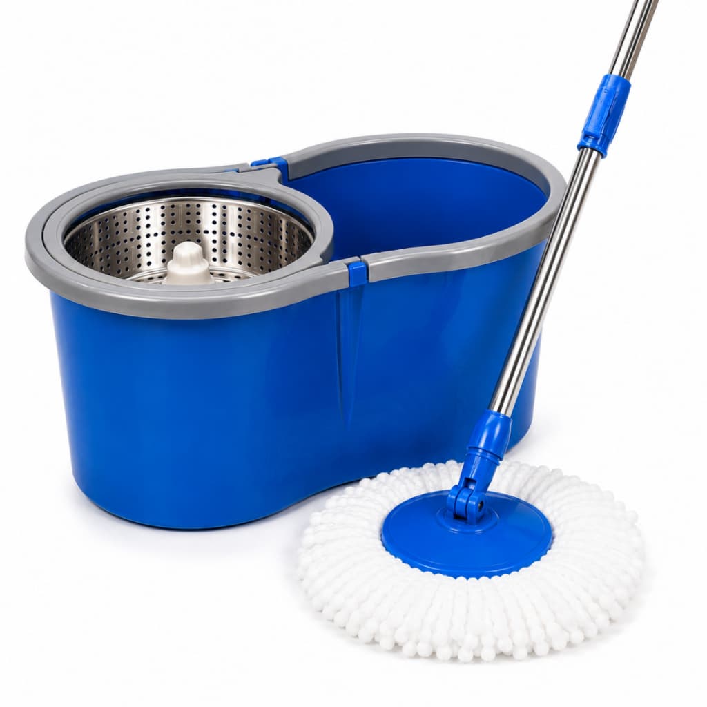 Mop Giratório Spin 8L Balde com Cesto em Aço Inox Cabo Telescópico 360° 1 Refil Microfibra