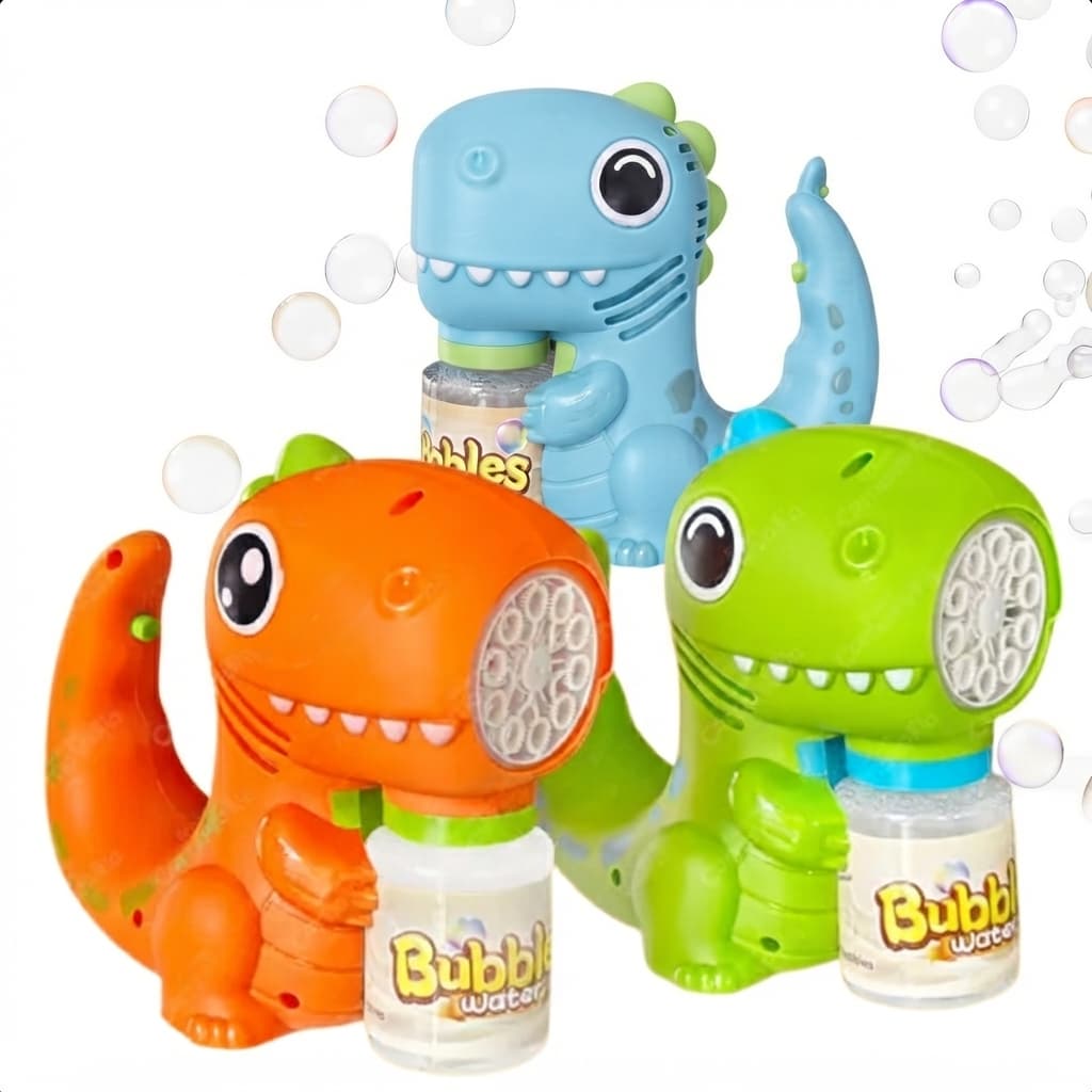 Pistola Lança Bolha Infantil Led Colorido Lança Bolha Brinquedo Dinossauro Divertido Automatica