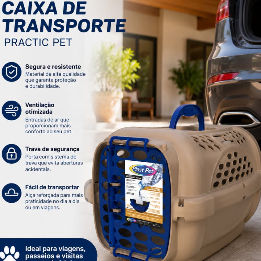 Caixa de Transporte para Cães e Gatos Panther Alça Reforçada