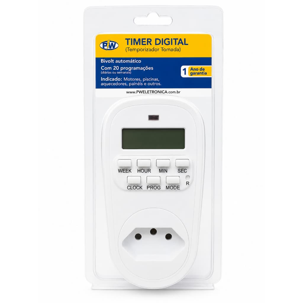 Timer Digital Temporizador Tomada Com 20 Programações Bivolt