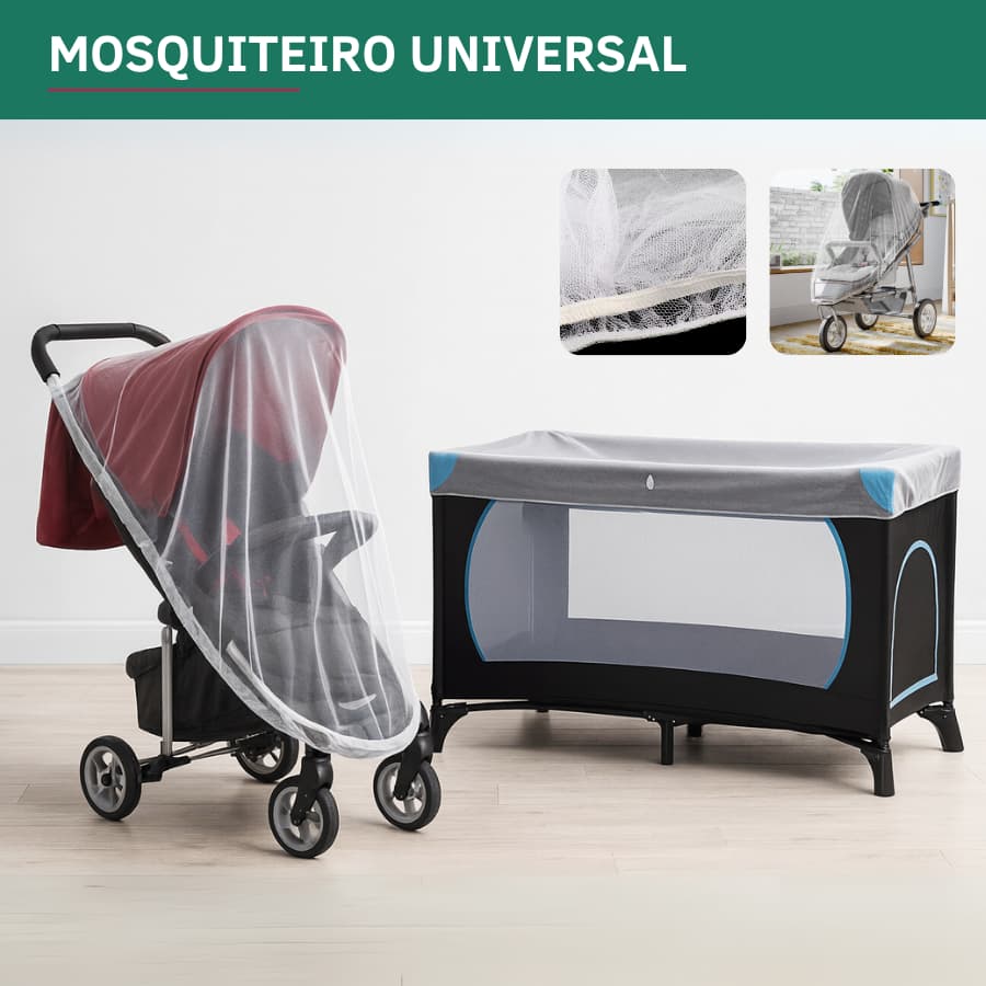 Mosquiteiro Universal Berço Super Protetor Portátil Carrinho C/ Elástico Branco 100x150cm Premium