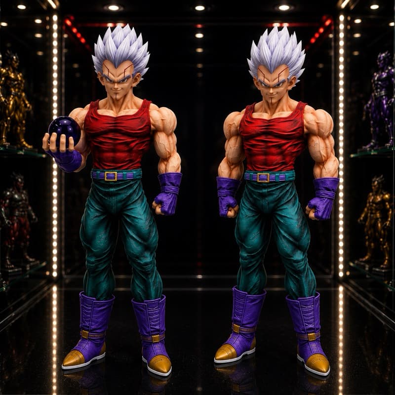 Action Figure Baby Vegeta 28Cm Cabelo Branco Com Bola De Poder Dragon Ball Z