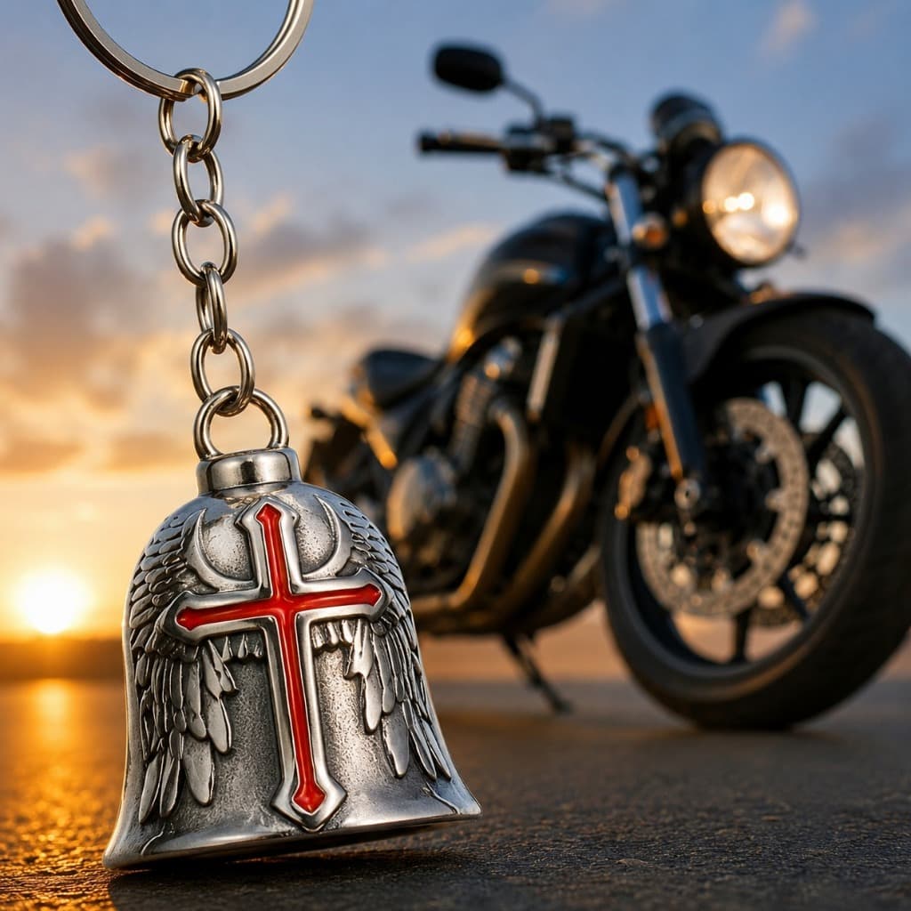 Guardião da Estrada - Sino com Cruz e Asas para Moto