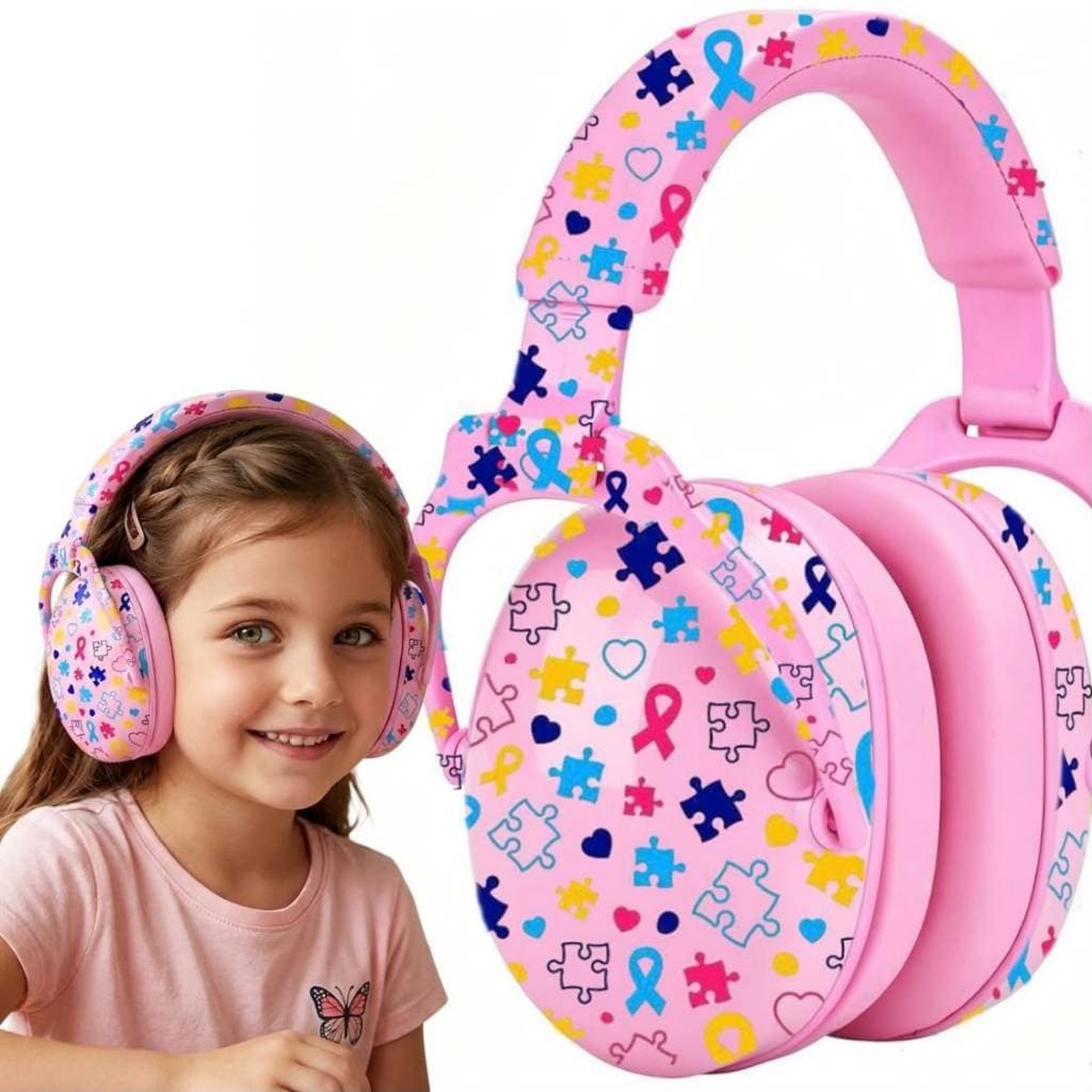 Abafador Pink Tea 32DB Autismo Fone Protetor de Som Ouvido Auricular Ruido Super Confortavel Tdah Tea Autista pcd