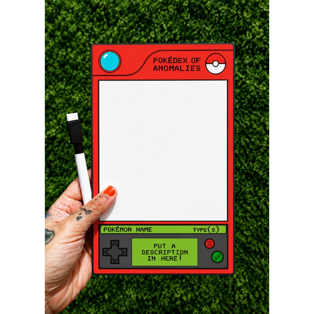 Quadro de geladeira magnético POKEDÉX| Quadro de anotação geladeira com imã pokemón com caneta nerd