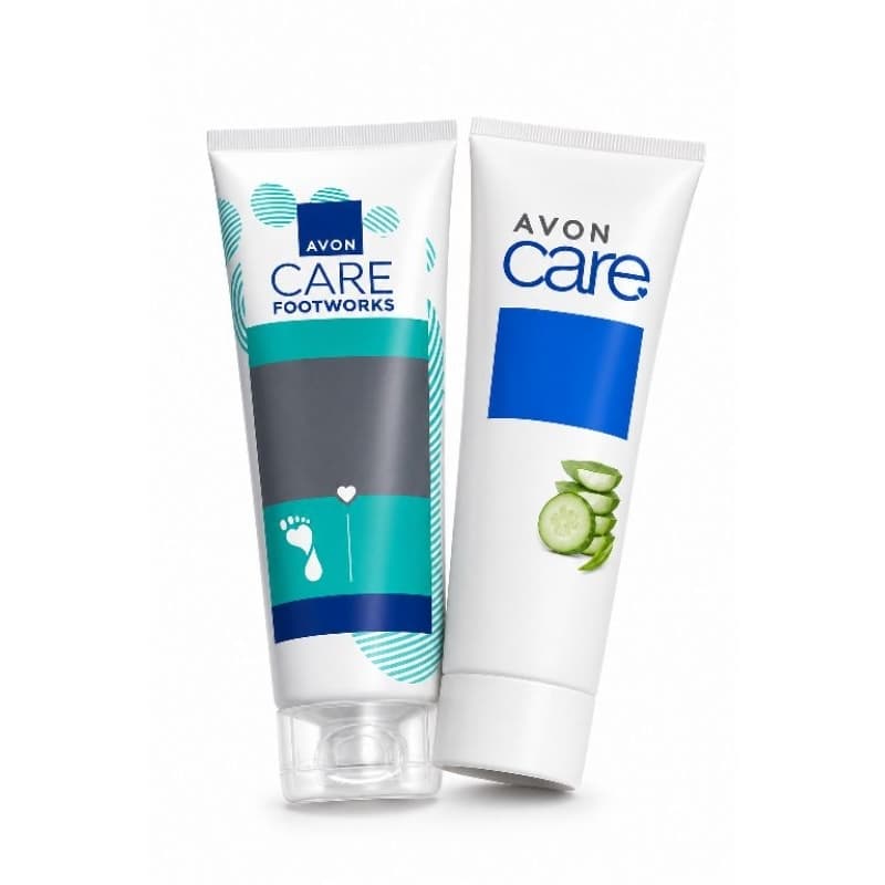 Avon Care 2 Produtos – Creme Hidratante para Pés Footworks 3 em 1 + Máscara de Limpeza Facial Pepino e Aloe Vera