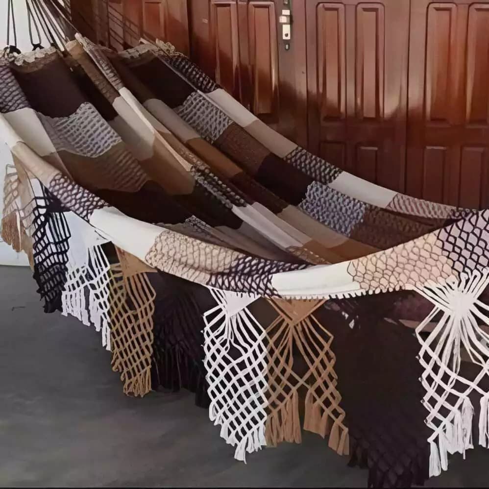 Rede De Dormir Casal Artesanal Rede Bucho De Boi Luxo Gigante 4,5m De Algodão Reforçada Envio Imediato