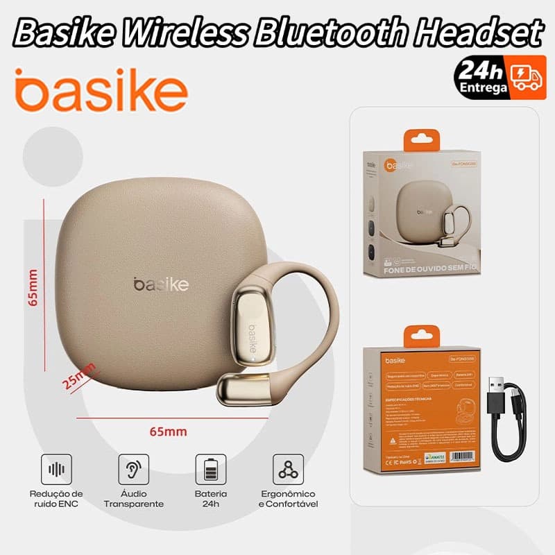 Basike Wireless Bluetooth Headset Long Battery Life and Sweat-Resistant Portable For Sports Fitness