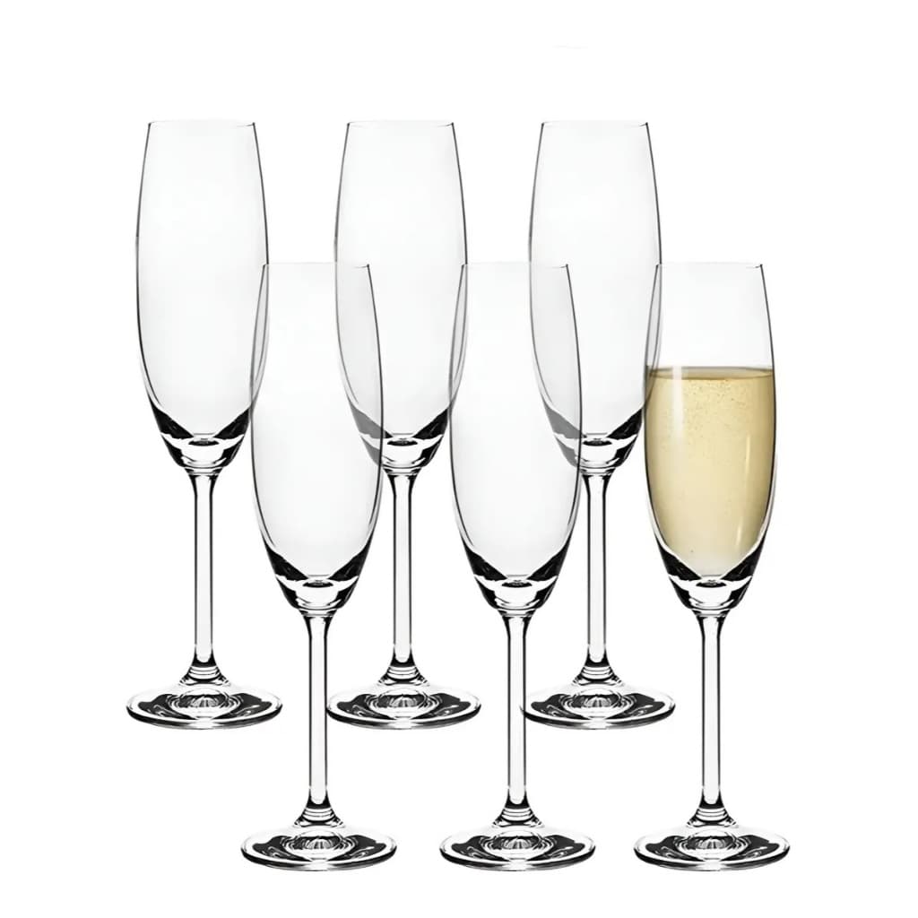 Jogo de Taças Champanhe Espumante Cristal 220ml 6pcs Bohemia