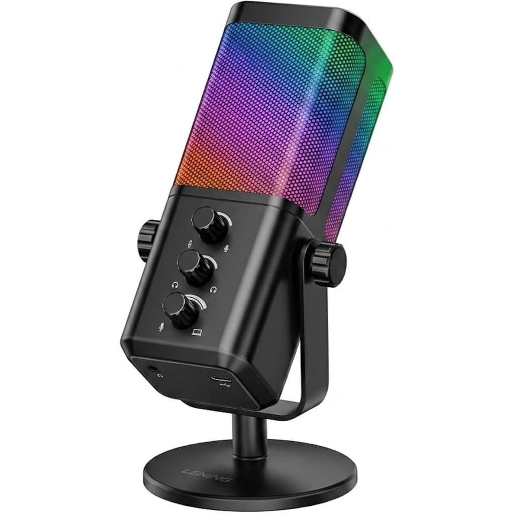 Microfone Condensador Rgb Gamer Cardioide Com Fio Usb Pc