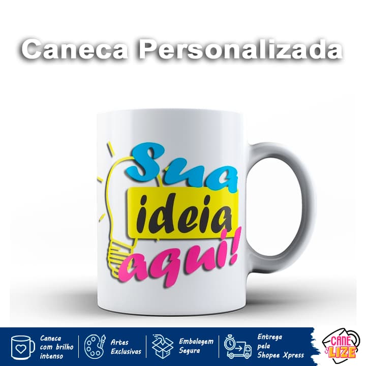 Caneca de Porcelana Personalizada do Seu Jeito com Arte Grátis | Nome, Frase ou Foto | Presente Criativo
