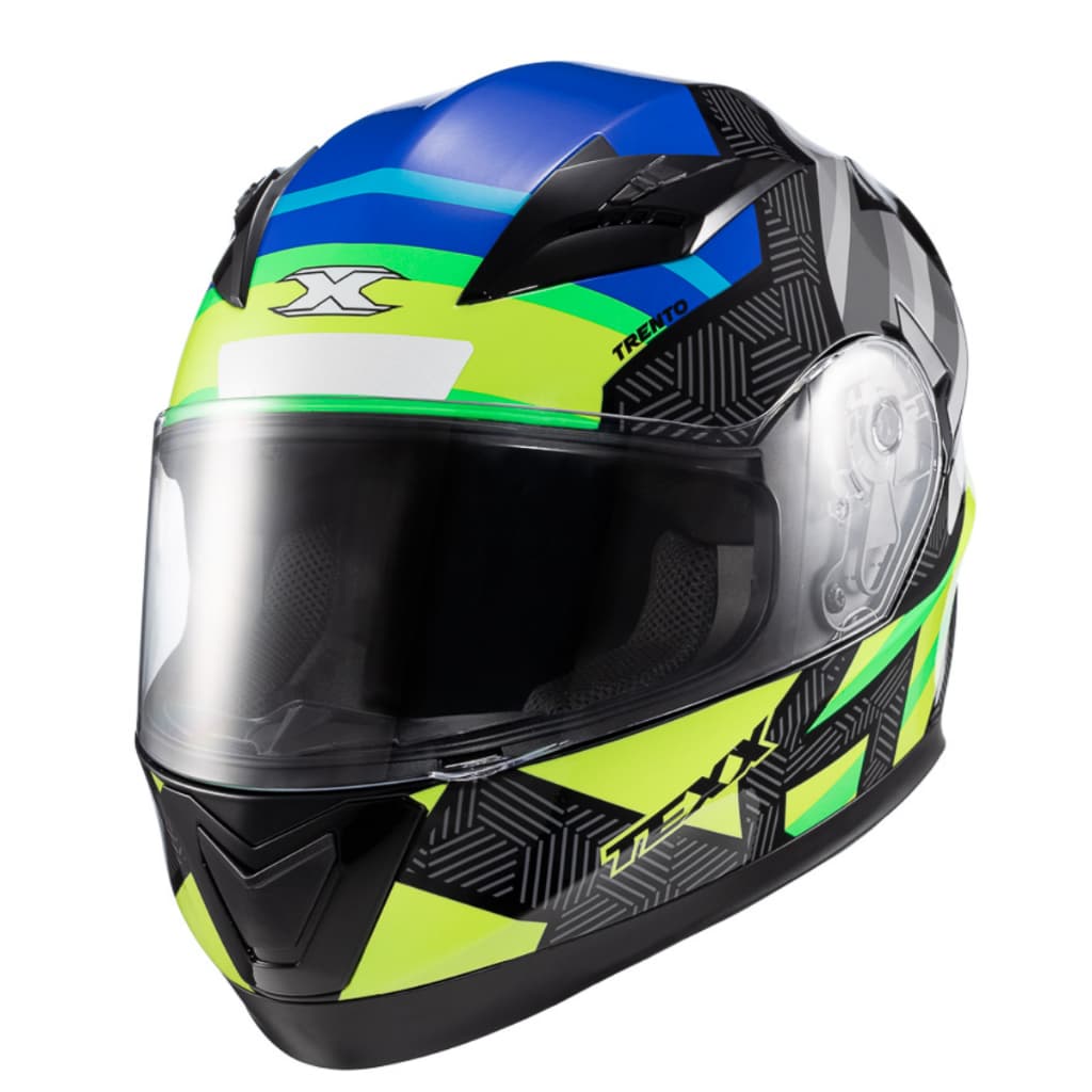 Capacete Texx Strike Trento Amarelo Verde Brilho Capacete Moto Integral Original Viseira Cristal